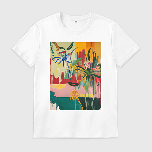 Мужская футболка Абстрактная тропическая картина / Белый – фото 1