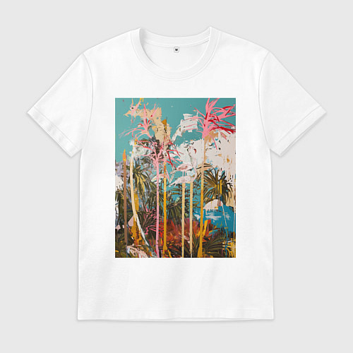 Мужская футболка Абстрактная графическая картина с пальмами / Белый – фото 1