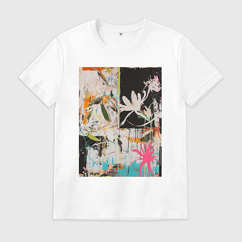 Мужская футболка Тропическая абстрактная картина / Белый – фото 1