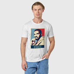Футболка хлопковая мужская Drake obey, цвет: белый — фото 2