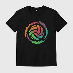 Футболка хлопковая мужская Color volleyball, цвет: черный