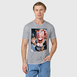 Футболка хлопковая мужская Фейт Тамамо в костюме горничной, цвет: меланж — фото 2