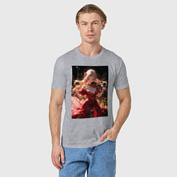 Футболка хлопковая мужская Девушка в вечернем платье играет на скрипке, цвет: меланж — фото 2