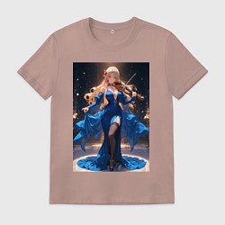 Футболка хлопковая мужская Девушка в вечернем платье играет на скрипке, цвет: пыльно-розовый