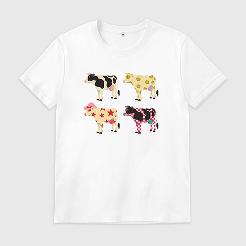 Мужская футболка Милые коровы поп-арт / Белый – фото 1