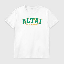 Футболка хлопковая мужская Altai soul and mountains, цвет: белый