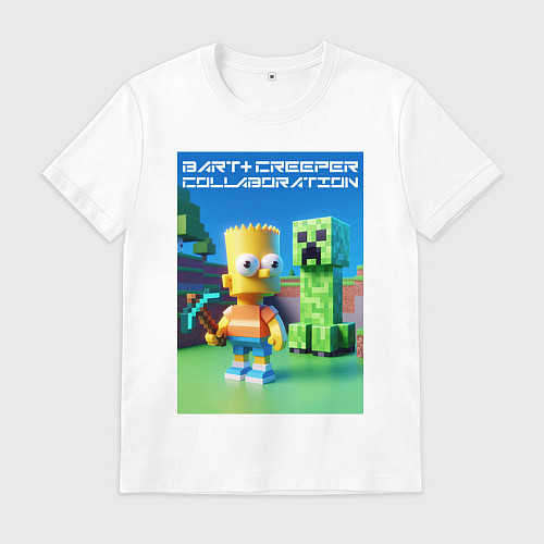Мужская футболка Bart and Creeper - collaboration ai art / Белый – фото 1
