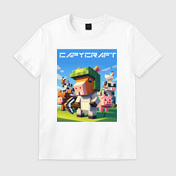 Футболка хлопковая мужская Capycraft - collaboration ai art, цвет: белый