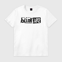 Футболка хлопковая мужская Blink 182 трафарет черный, цвет: белый