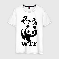 Футболка хлопковая мужская WTF: White panda, цвет: белый