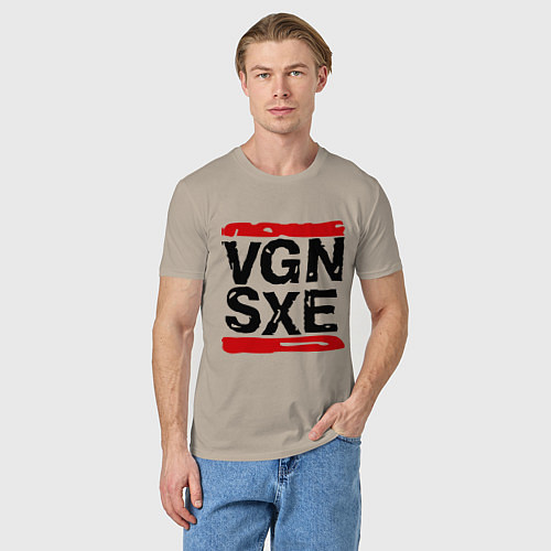 Мужская футболка Vegan sXe / Миндальный – фото 3
