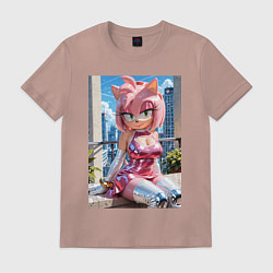 Футболка хлопковая мужская Эми Роуз из Somic строит глазки, цвет: пыльно-розовый