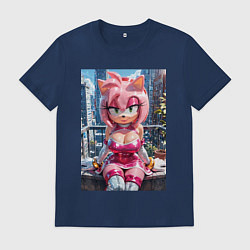 Футболка хлопковая мужская Эми Роуз из Somic строит глазки, цвет: тёмно-синий