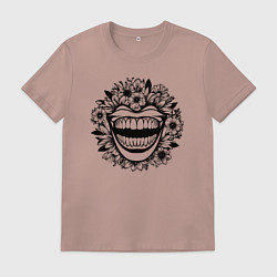 Мужская футболка Злая улыбка в цветах