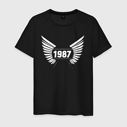 Футболка хлопковая мужская Белые крылья 1987, цвет: черный