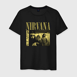 Футболка хлопковая мужская Nirvana foto band, цвет: черный