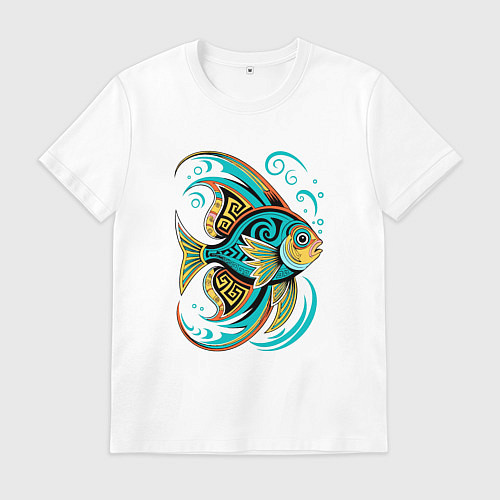 Мужская футболка Разноцветная рыбка скалярия / Белый – фото 1