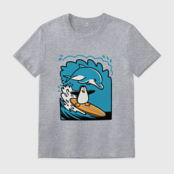 Мужская футболка Пингвин покорил волну