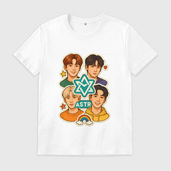 Футболка хлопковая мужская Astro в виде стикеров, цвет: белый