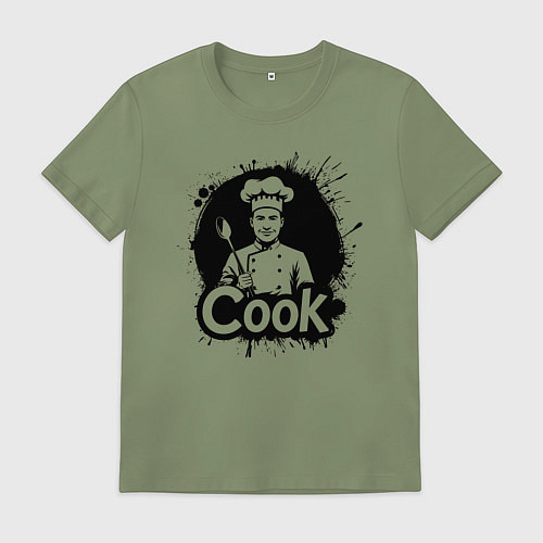 Мужская футболка Шеф-повар с ложкой черной краской / Авокадо – фото 1