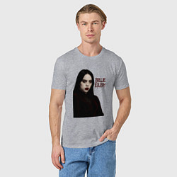 Футболка хлопковая мужская Билли Айлиш готический стиль, цвет: меланж — фото 2