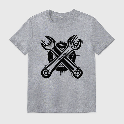 Мужская футболка Черные рожковые ключи / Меланж – фото 1