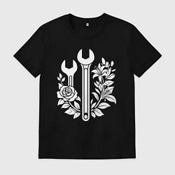Мужская футболка Рожковые ключи в розах