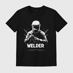 Мужская футболка Сварщик в маске и перчатках
