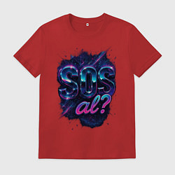 Футболка хлопковая мужская SOS meme, цвет: красный