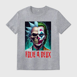 Футболка хлопковая мужская Rick Sanchezs skull and the Joker - collab, цвет: меланж