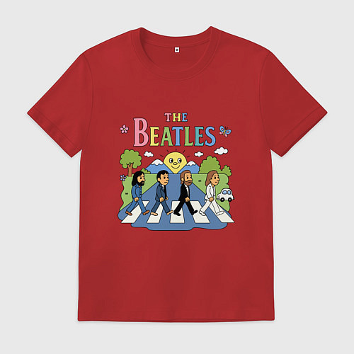 Мужская футболка The Beatles мультяшный стиль / Красный – фото 1