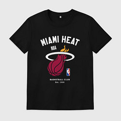 Футболка хлопковая мужская Майами Хит - НБА, цвет: черный