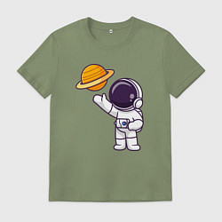 Футболка хлопковая мужская Привет Сатурну, цвет: авокадо