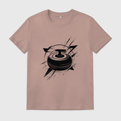 Футболка хлопковая мужская Камень для керлинга граффити, цвет: пыльно-розовый