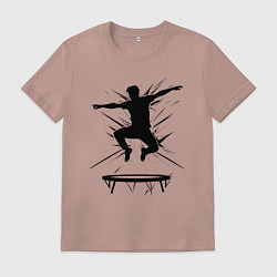 Футболка хлопковая мужская Прыжок на батуте, цвет: пыльно-розовый