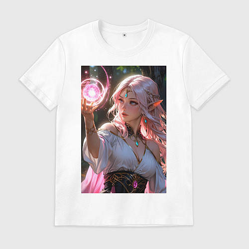 Мужская футболка Нежная эльфийка с магической сферой / Белый – фото 1