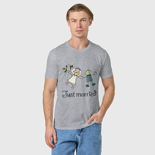 Мужская футболка Just Married / Меланж – фото 3