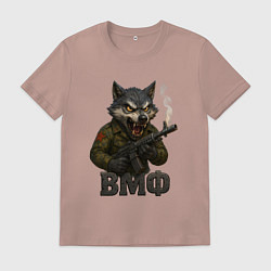 Мужская футболка ВМФ волк стреляет из автомата