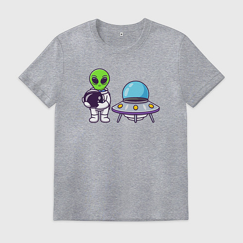 Мужская футболка Инопланетянин космонавт / Меланж – фото 1