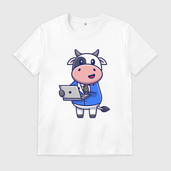 Мужская футболка Коровка с ноутбуком