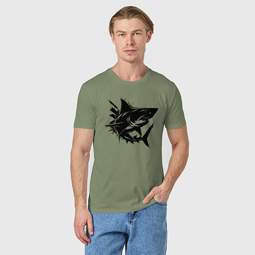 Мужская футболка Агрессивная акула в стиле граффити / Авокадо – фото 3