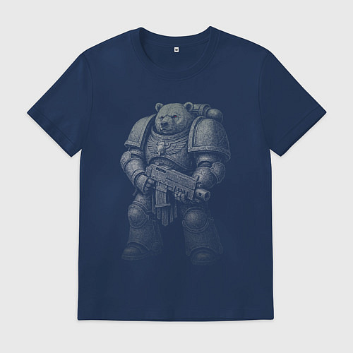 Мужская футболка Мишка космодесантник / Тёмно-синий – фото 1