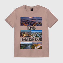 Футболка хлопковая мужская Пермь, цвет: пыльно-розовый