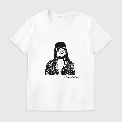 Мужская футболка Арт Курт Кобейн / Белый – фото 1