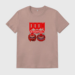 Футболка хлопковая мужская Doom кака демон, цвет: пыльно-розовый