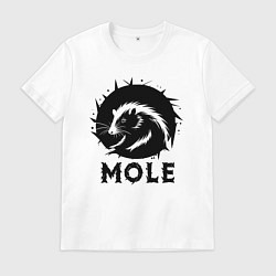 Футболка хлопковая мужская Крот в круге, цвет: белый
