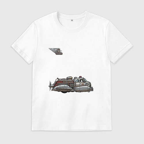 Мужская футболка Ретрофутуризм летающая пожарная машина / Белый – фото 1