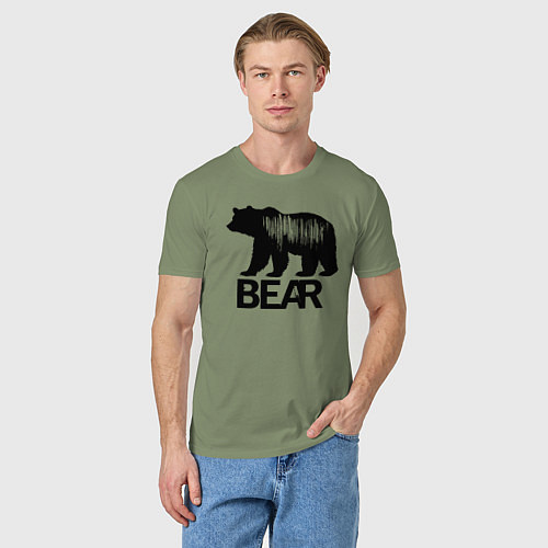Мужская футболка Черный медведь с полосами / Авокадо – фото 3