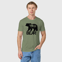 Футболка хлопковая мужская Черный медведь с полосами, цвет: авокадо — фото 2