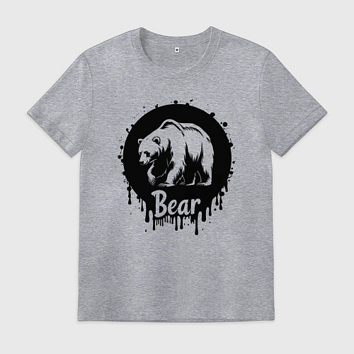 Мужская футболка Черный медведь в круге / Меланж – фото 1